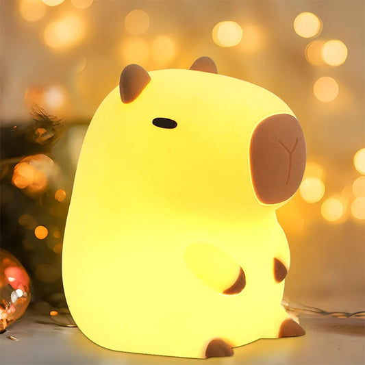 Chill Capybara LED Night Light - Rechargeable Silicone Touch Lamp for Kids & Adults