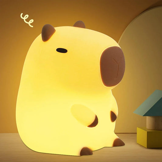 Chill Capybara LED Night Light - Rechargeable Silicone Touch Lamp for Kids & Adults